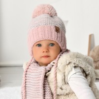 Detské čiapky zimné dievčenské so šálikom - model 1/769